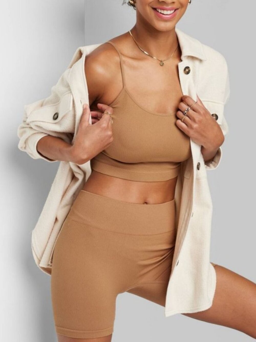 Wild Fable Two-Piece Camel Camisole & Short Set